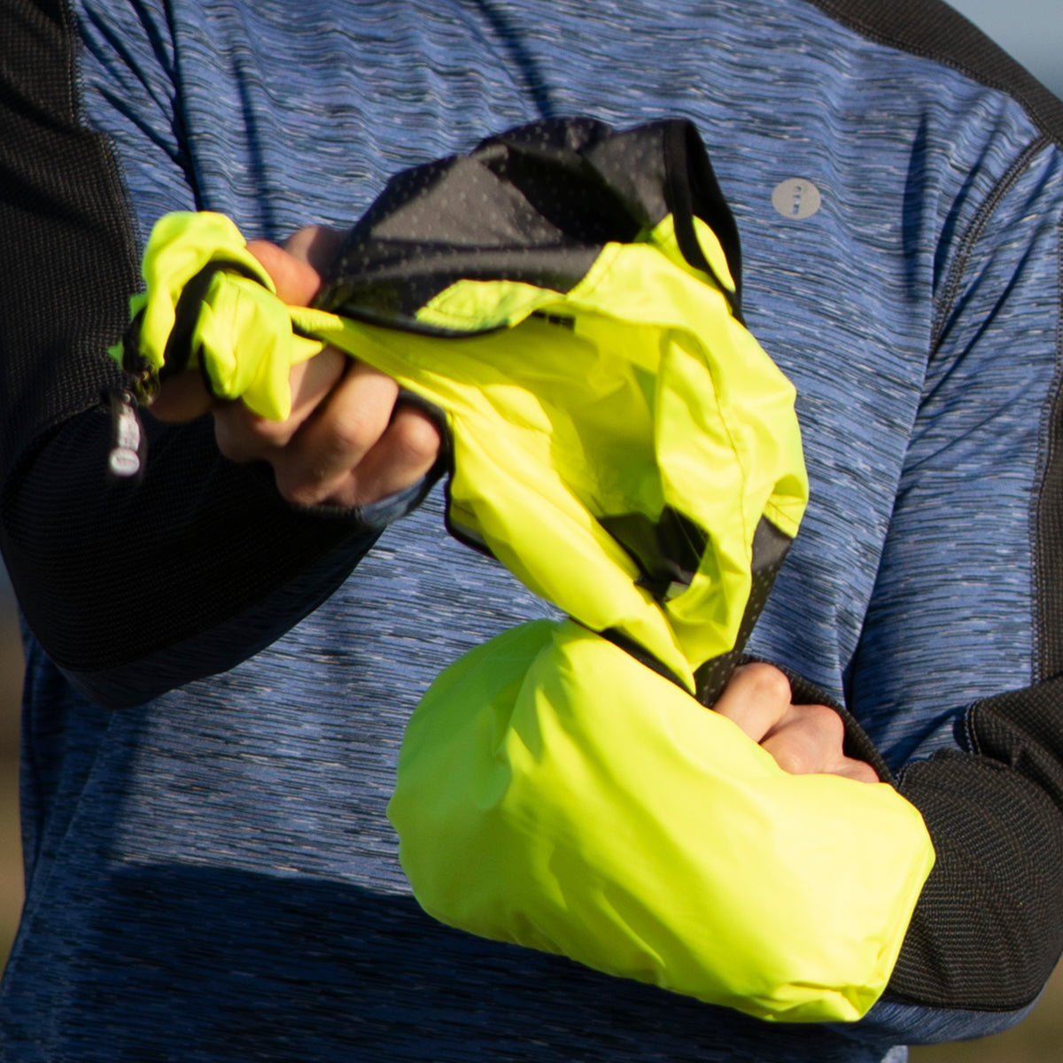 Venture Packable Men's Reflective Vest in Navy / Flo Lime