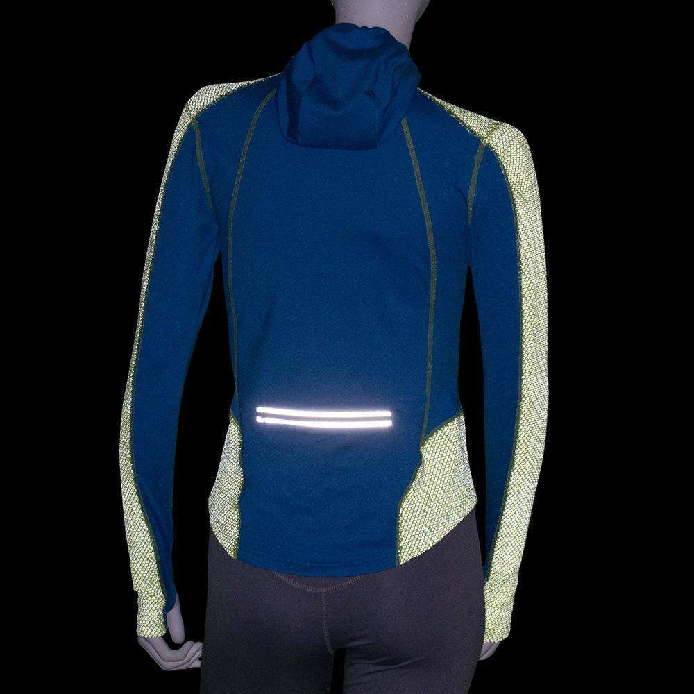Ambition Reflective Women's Hoodie in Hawaiian Blue / Flo Lime