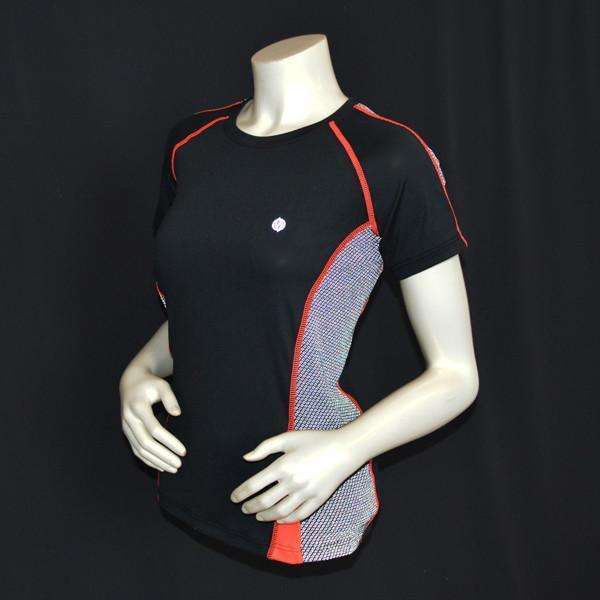 Dovetail Short Sleeve Women's Reflective Tee in Black/Coral Glo