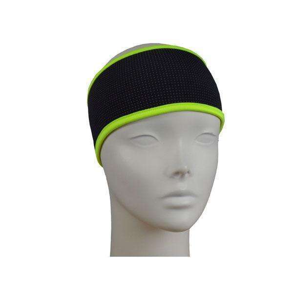 Kids Reflective PonyBand Headband in Black/Flo Lime