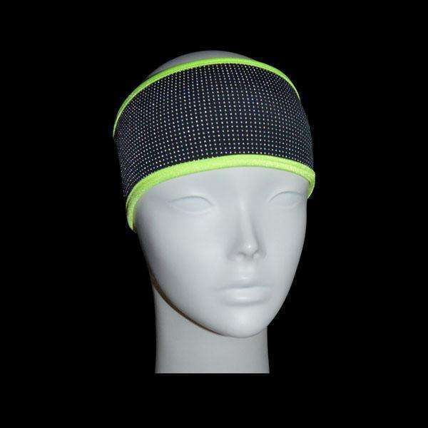 Kids Reflective PonyBand Headband in Black/Flo Lime