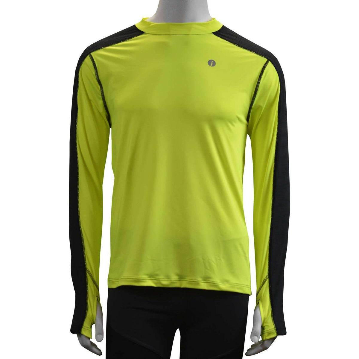 Long Sleeve Reflective Men's Warm Up Tee in Flo Lime/Black