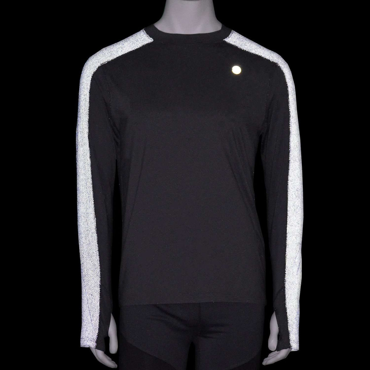 Long Sleeve Reflective Men's Warm Up Tee in Graphite/Black