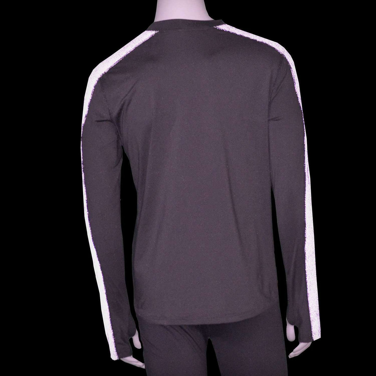 Long Sleeve Reflective Men's Warm Up Tee in Graphite/Black