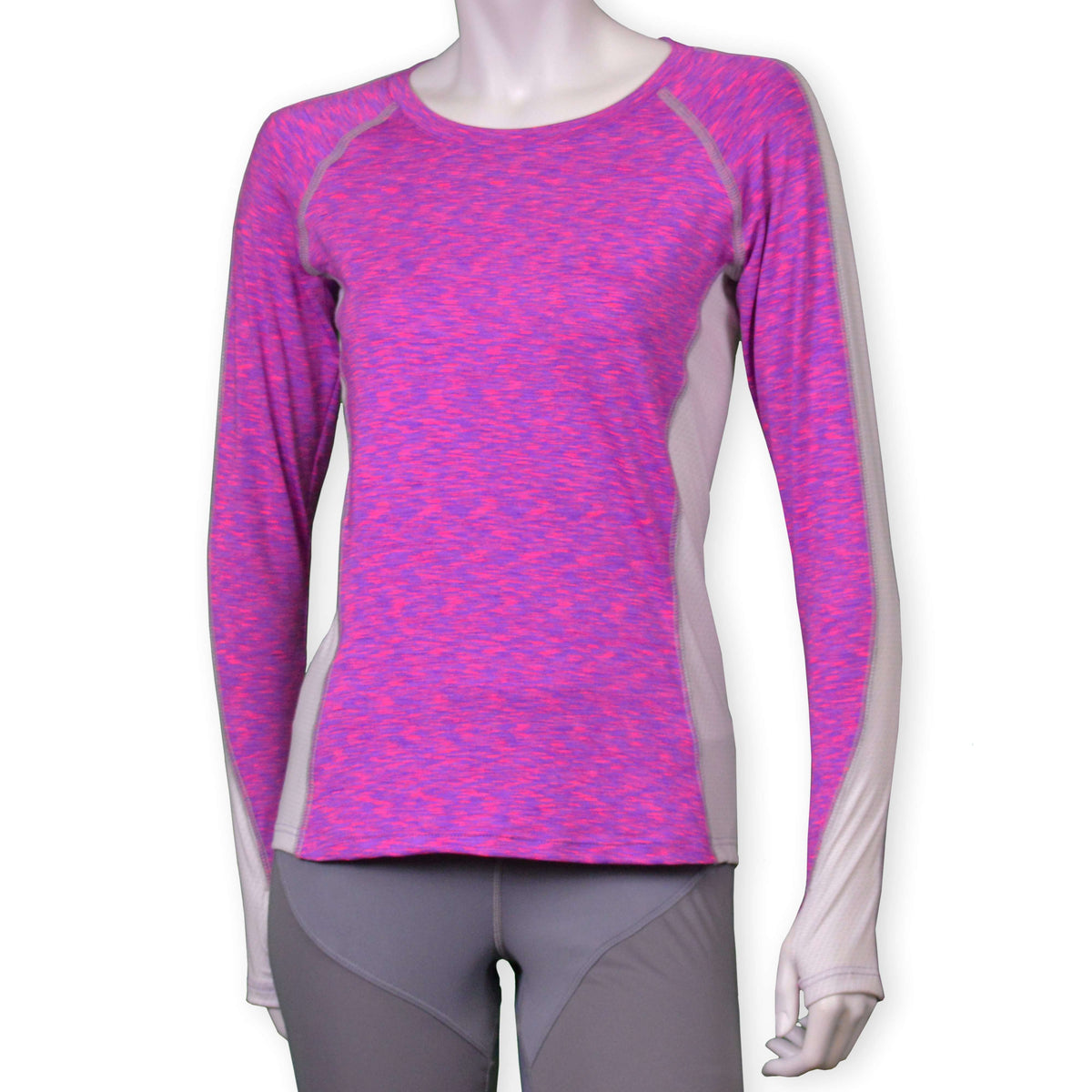 Long Sleeve Reflective Women's Piper Tee in Cosmo/White