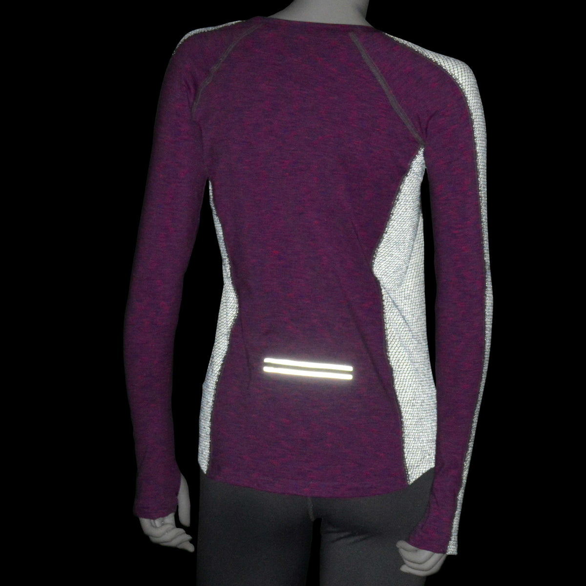 Long Sleeve Reflective Women's Piper Tee in Cosmo/White