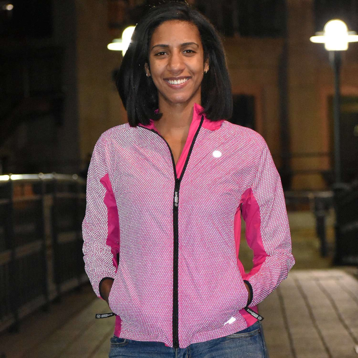 Newport Women's Reflective Packable Windbreaker in Beet Root