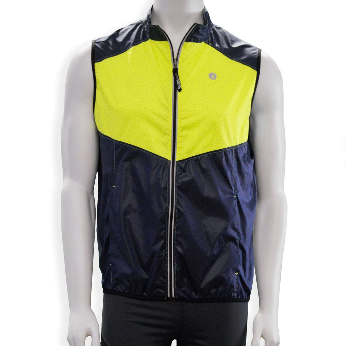 Venture Packable Men's Reflective Vest in Navy / Flo Lime