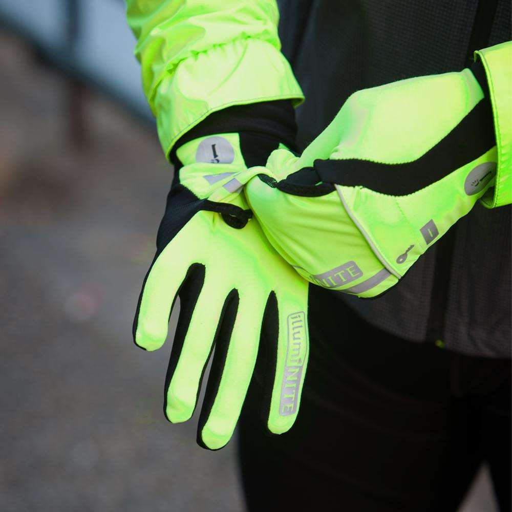 Reflective Unisex Velocity Flip Top Mitten in Flo Lime