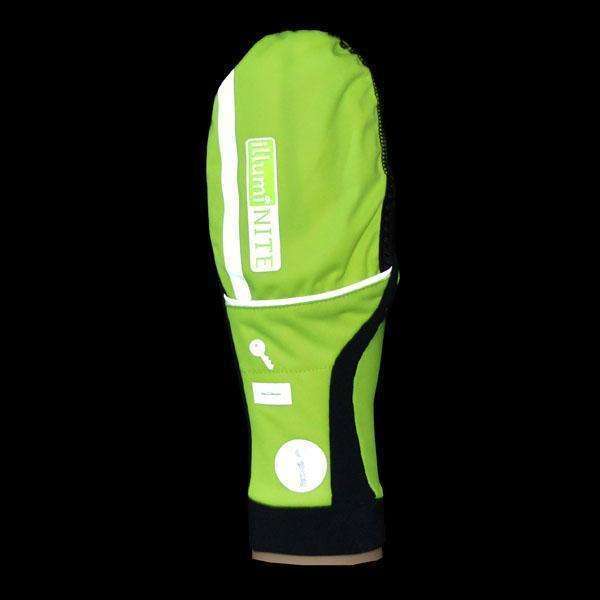 Reflective Unisex Velocity Flip Top Mitten in Flo Lime