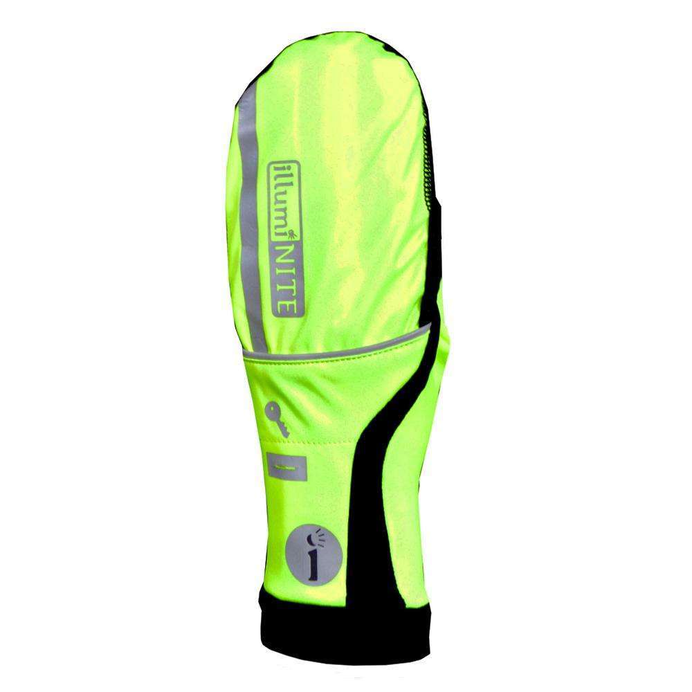 Reflective Unisex Velocity Flip Top Mitten in Flo Lime