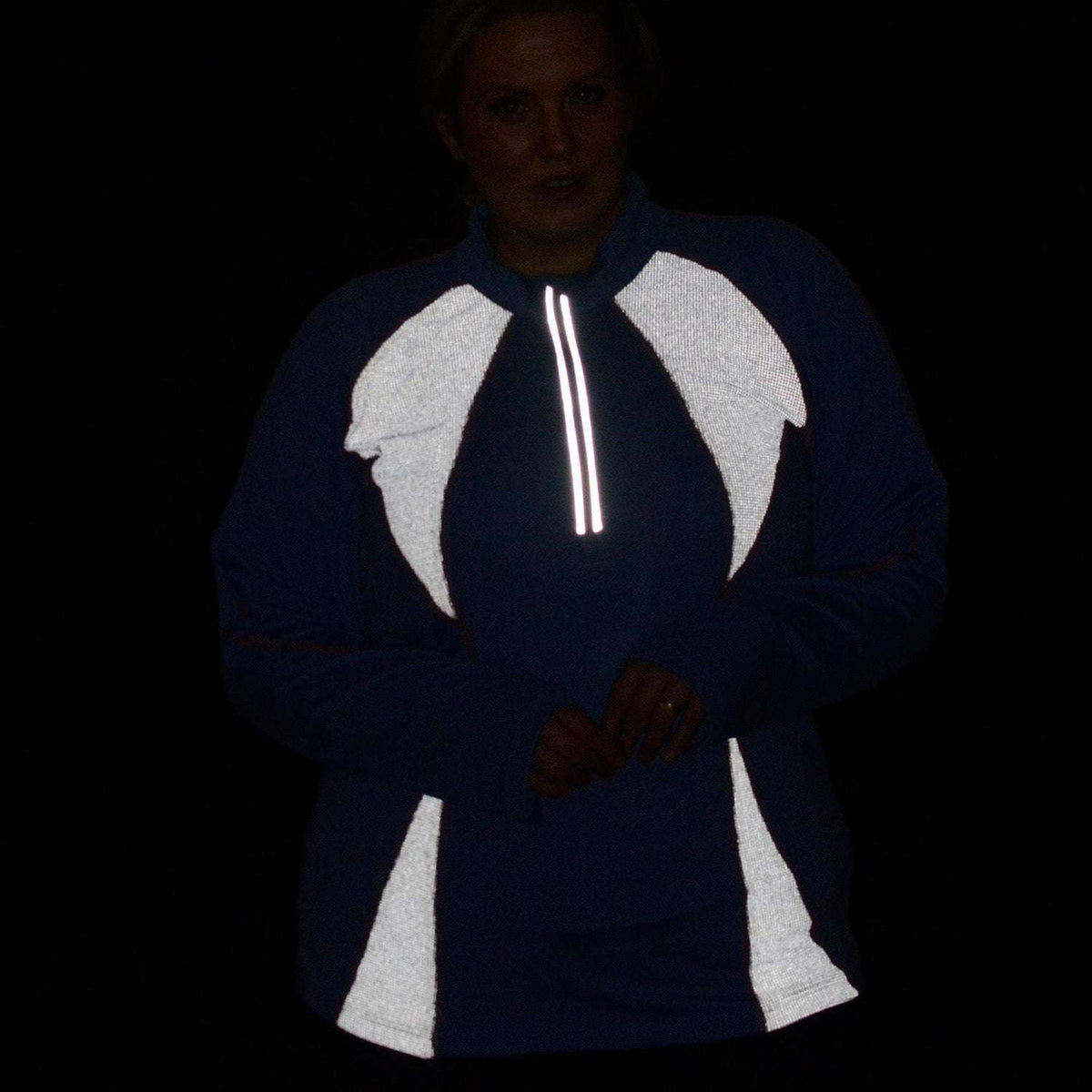 runLITE Reflective Women's Pullover in Periwinkle/White