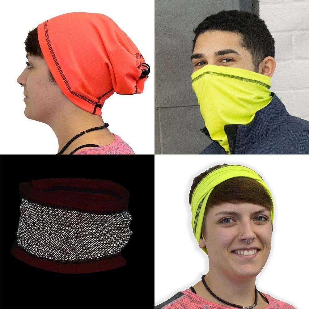 Unisex Convertible Reflective Cinch Scruff for Head and Neck in Two Colors