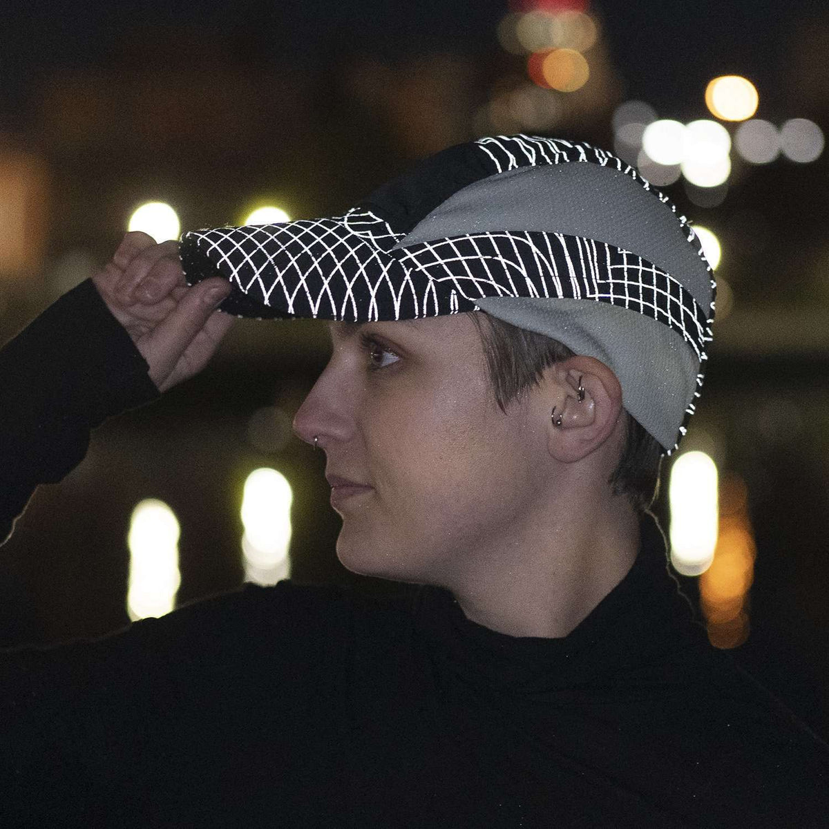 Unisex Reflective Vista Cap in Black Swirl