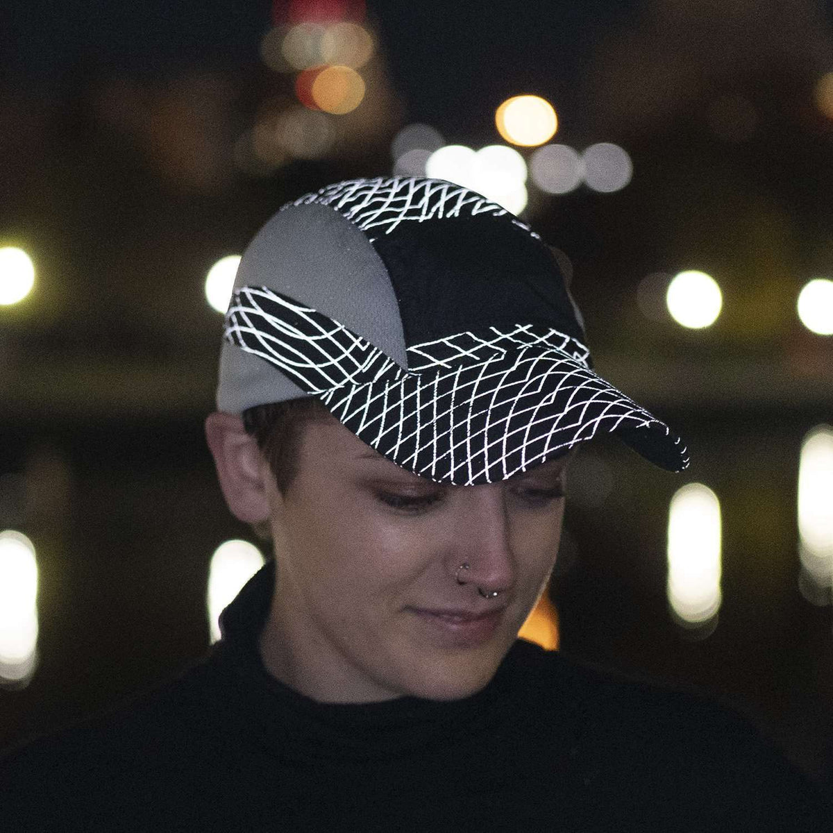 Unisex Reflective Vista Cap in Black Swirl