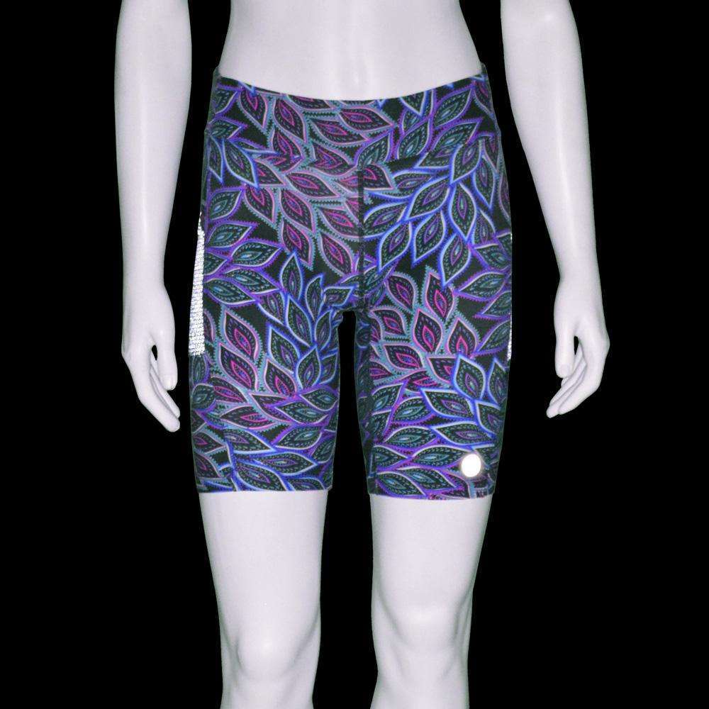 Women's Jammer Mid-length Reflective Running Short in Feather Print