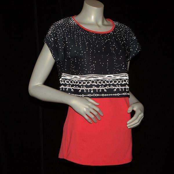 FINAL SALE: Women's Two Layer Bling Tank in Coral Glo/Charcoal