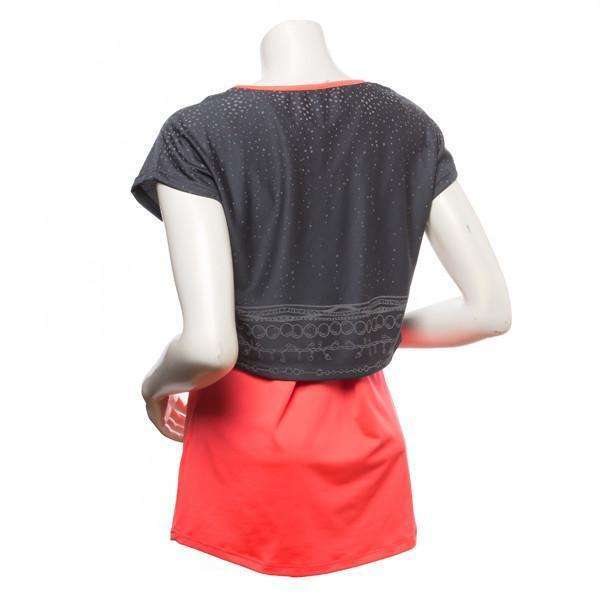 FINAL SALE: Women's Two Layer Bling Tank in Coral Glo/Charcoal