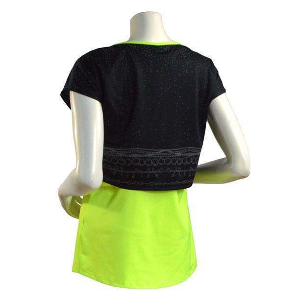 Women's Two Layer Bling Tank in Flo Lime/Black