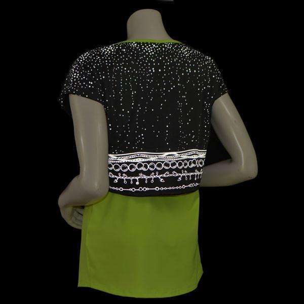 FINAL SALE: Women's Two Layer Bling Tank in Flo Lime/Black