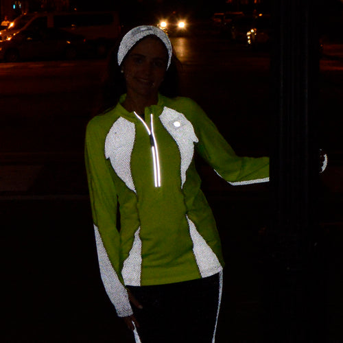 A mens reflective jacket showing the contrast between the daytime and night time view