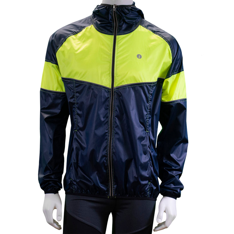 Venture Packable Men's Reflective Jacket in Navy / Flo Lime