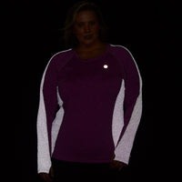 Long Sleeve Reflective Women's Piper Tee in Cosmo/White