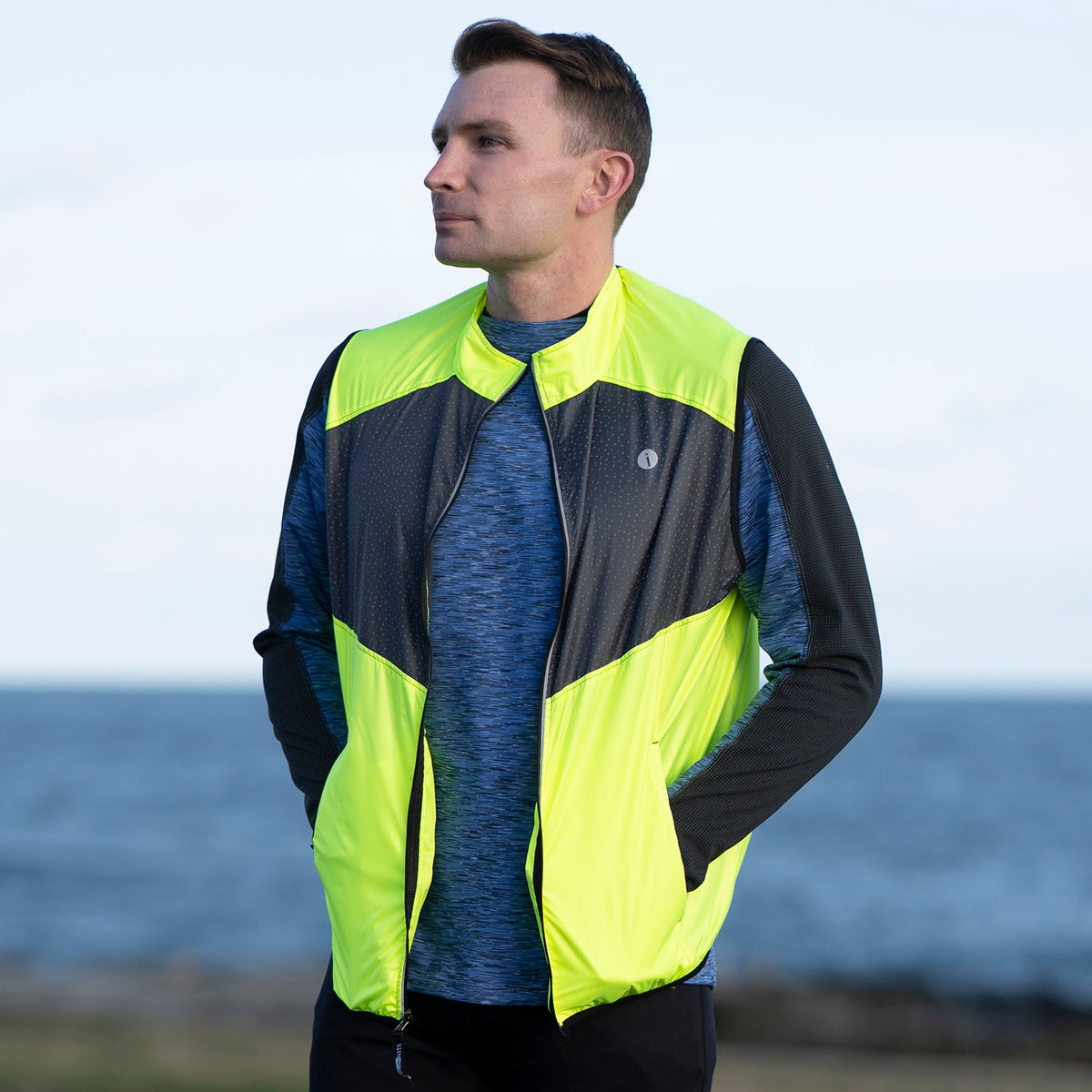 Venture Packable Men's Reflective Vest in Flo Lime / Graphite