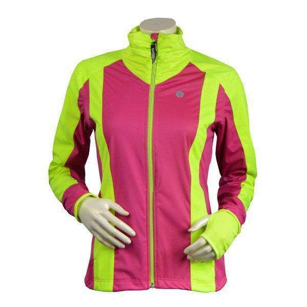 Albany Reflective Women's Softshell Jacket in Beetroot/Flo Lime