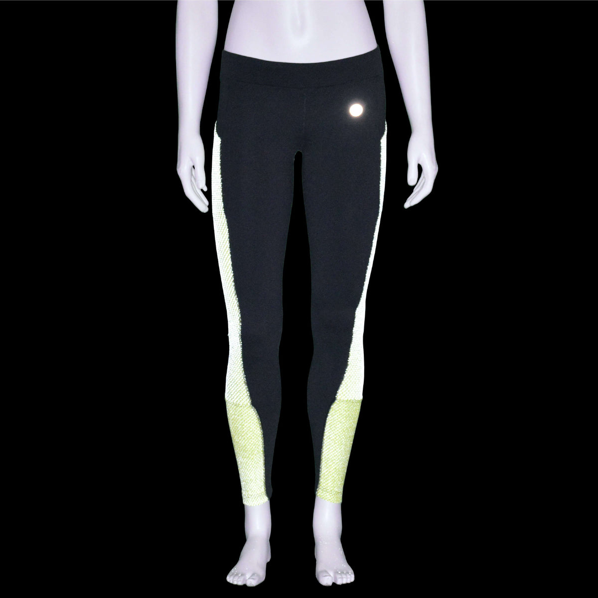Comet Reflective Women's Running Tight in Black/Flo Lime