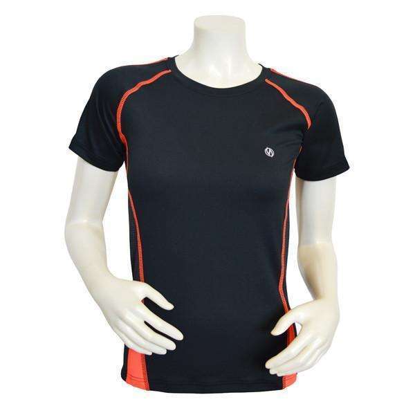 Dovetail Short Sleeve Women's Reflective Tee in Black/Coral Glo