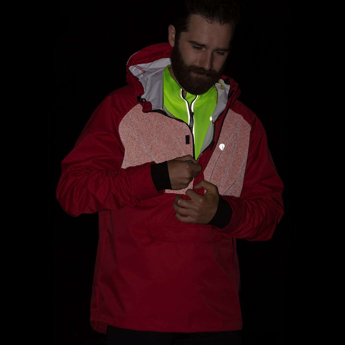 Falmouth Waterproof Reflective Men's Pullover Jacket in Red