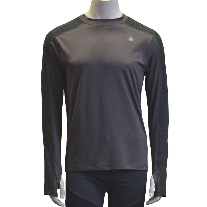 Long Sleeve Reflective Men's Warm Up Tee in Graphite/Black