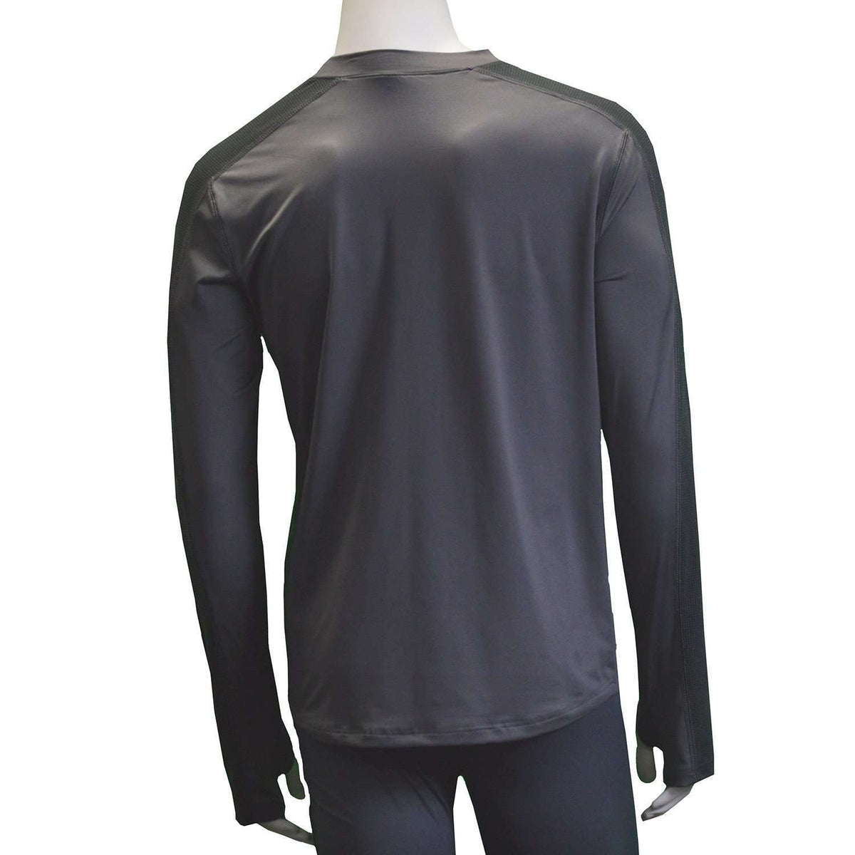 Long Sleeve Reflective Men's Warm Up Tee in Graphite/Black