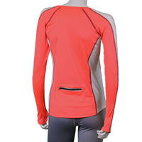 Long Sleeve Reflective Women's Piper Tee in Coral Glo/White