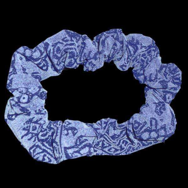 Reflective Dog Scrunchie in Blue Geo