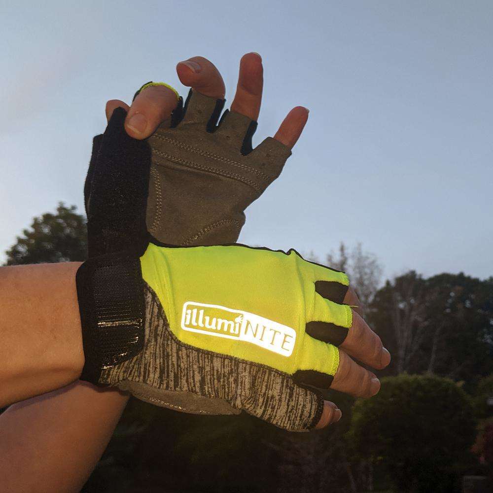 bicycle fingerless gloves Reflective Fingerless Cycling Glove in Flo Lime