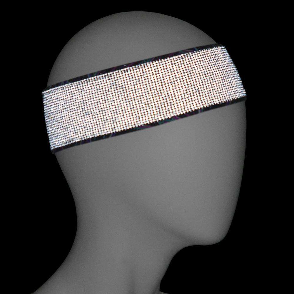 REVERSIBLE! Reflective Stretch Eclipse Headband in Feather/Black
