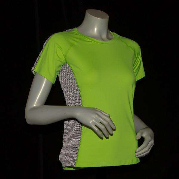 Short Sleeve Reflective Women's Piper Tee in Flo Lime/ Graphite
