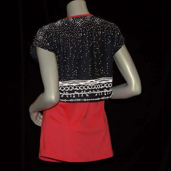 Women's Two Layer Bling Tank in Coral Glo/Charcoal
